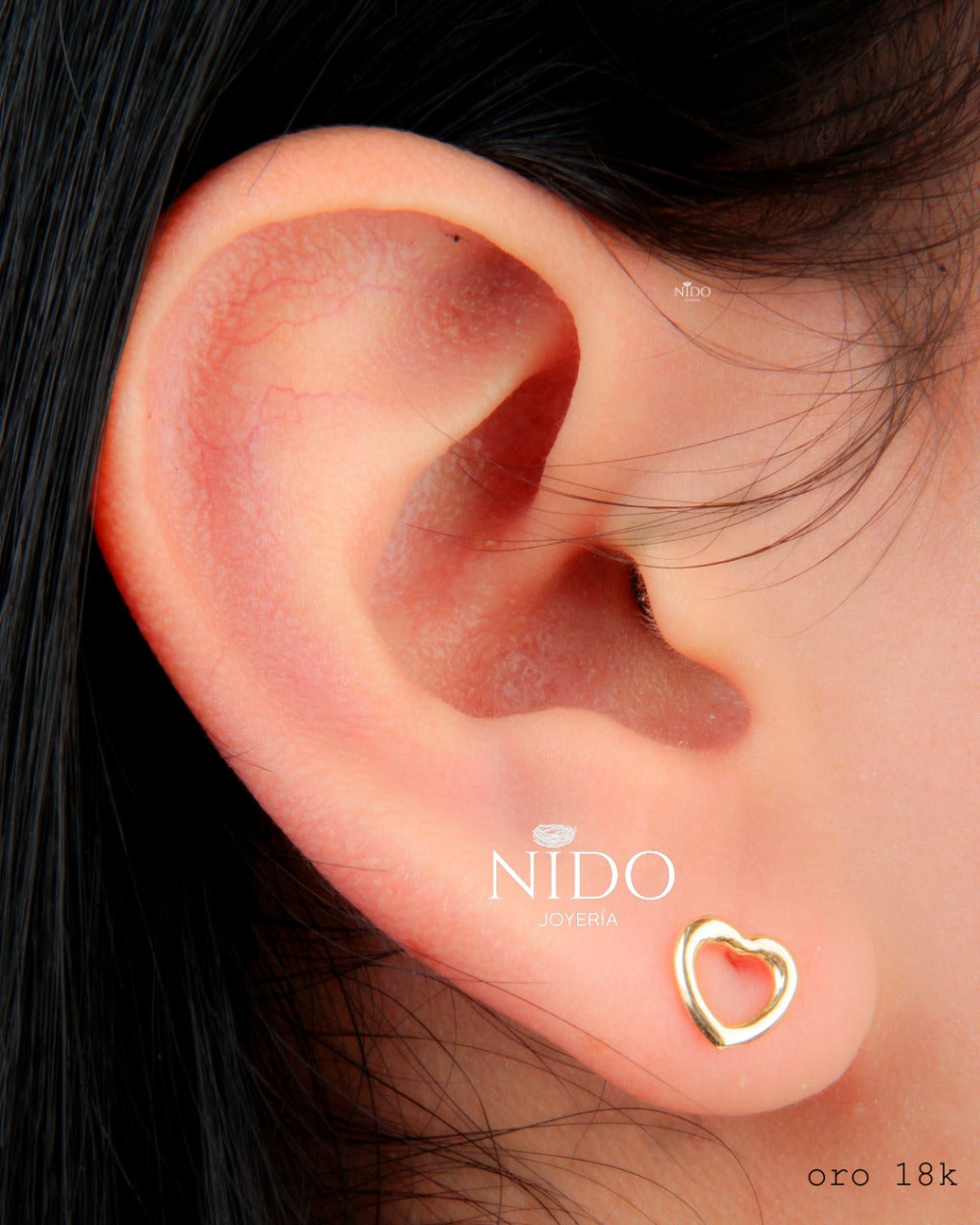 Topo corazón marco mediano peso 0.66g 18k