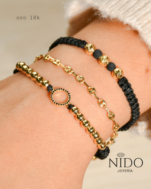 Herraje círculo circón negro peso 0,37 gramos y balines #4