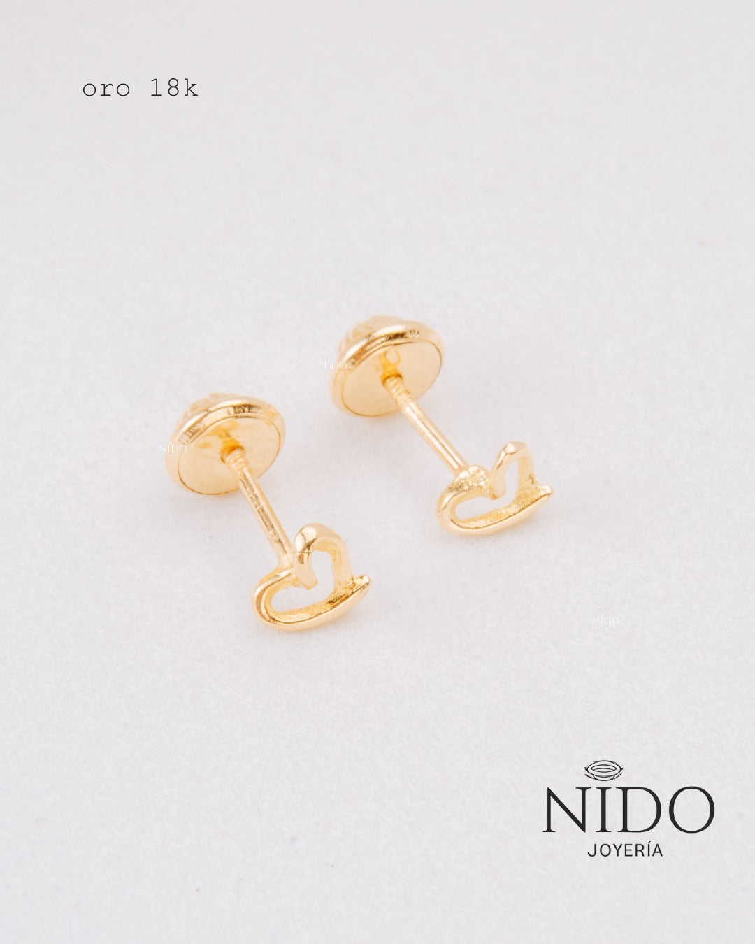 Topo marco corazón peso 0.6 gramos 18k