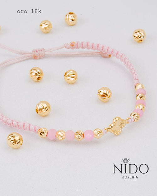 Pulsera herraje Van Cleef mediano peso 0,43 gramos y 8 balines #4 biselados