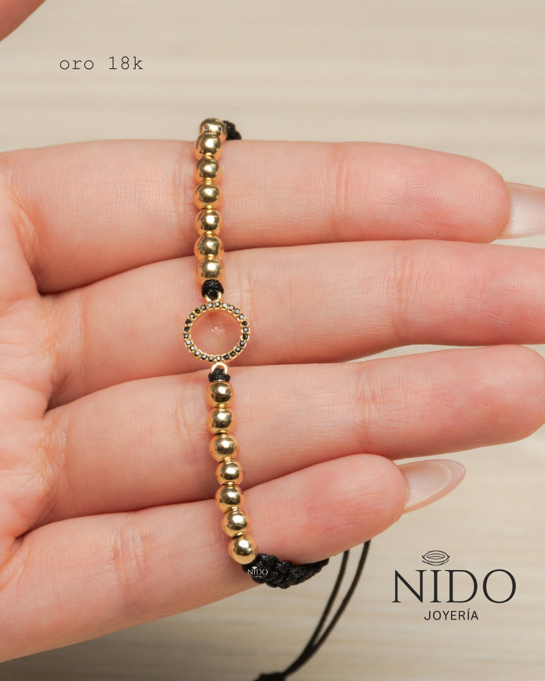 Herraje círculo circón negro peso 0,37 gramos y balines #4