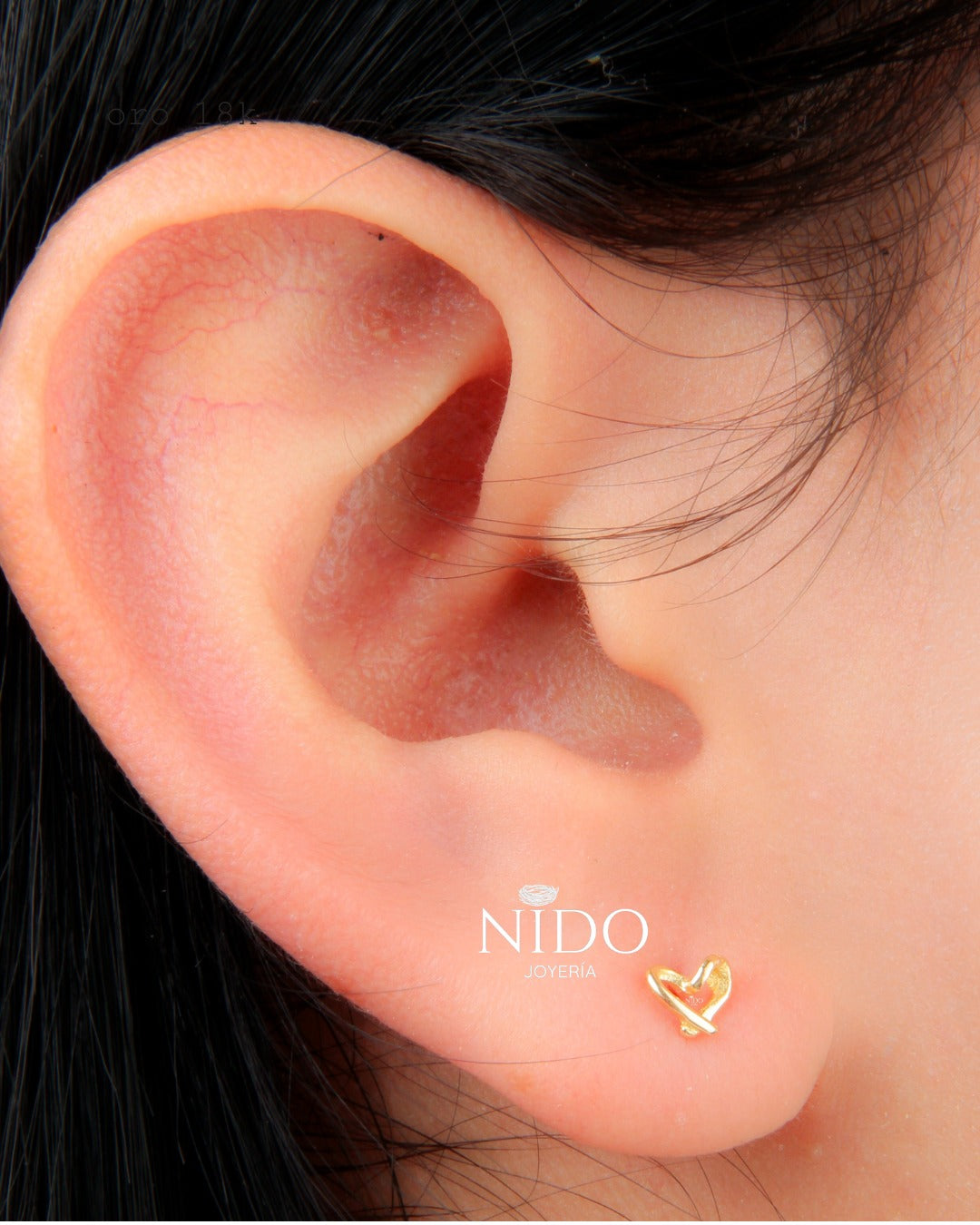 Topo marco corazón peso 0.6 gramos 18k