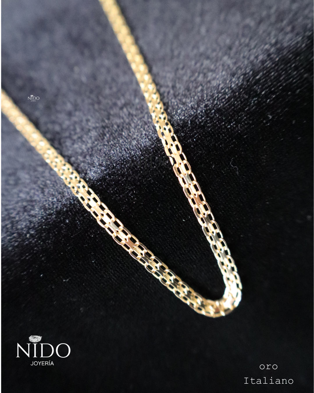 Cadena oro italiano tejido Bismark de 55 cm