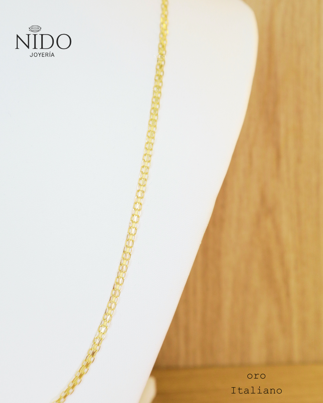 Cadena oro italiano tejido Bismark de 55 cm