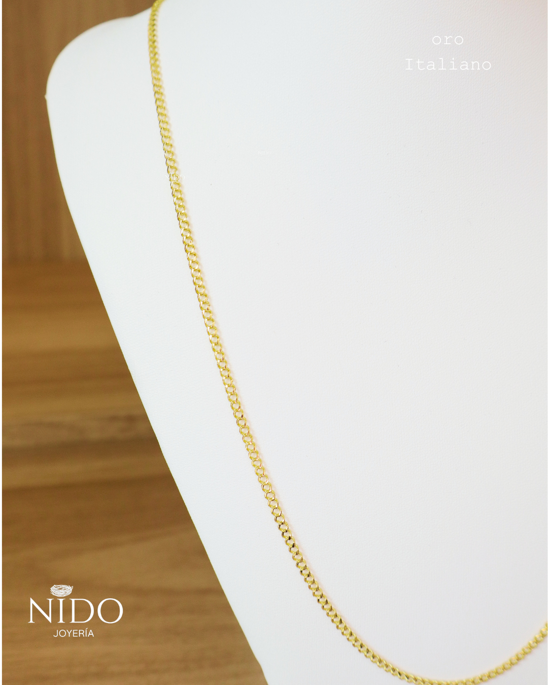 Cadena oro italiano tejido Cubano de 60 cm.