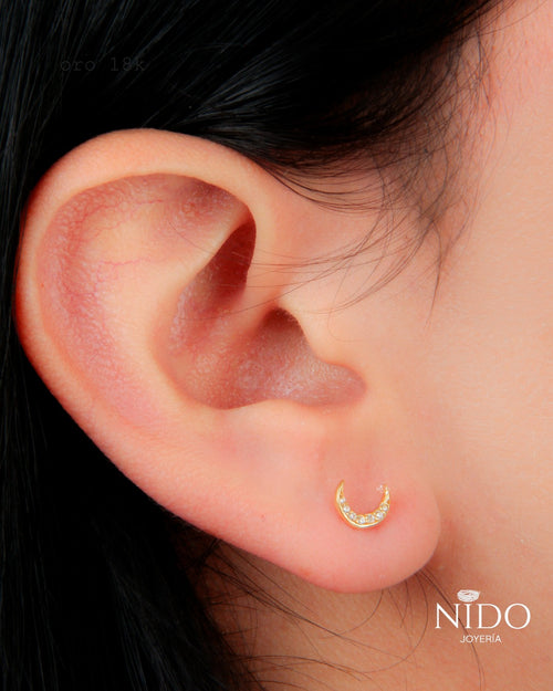 Topo Luna circón peso 0,73 gramos 18 k